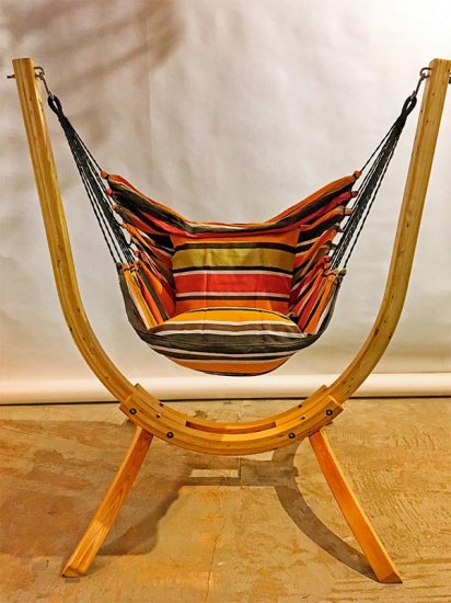Arc hanging Chair Stand with Lazy Terracota Chair - Click Image to Close