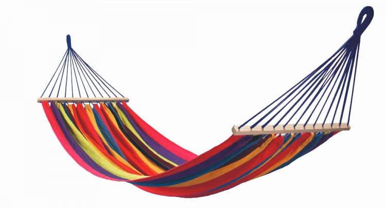 Stripes Hammock with spreader bar single - Click Image to Close