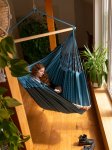 Hanging Long Chair Blue Zebra (organic cotton)