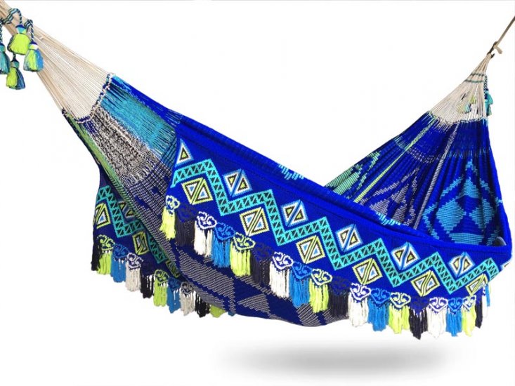Chinchorro Wayuu Patuash azul clásico XL - Haga click en la imagen para cerrar