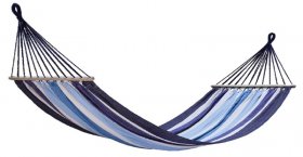 Blue stripes spreader bar hammock, single