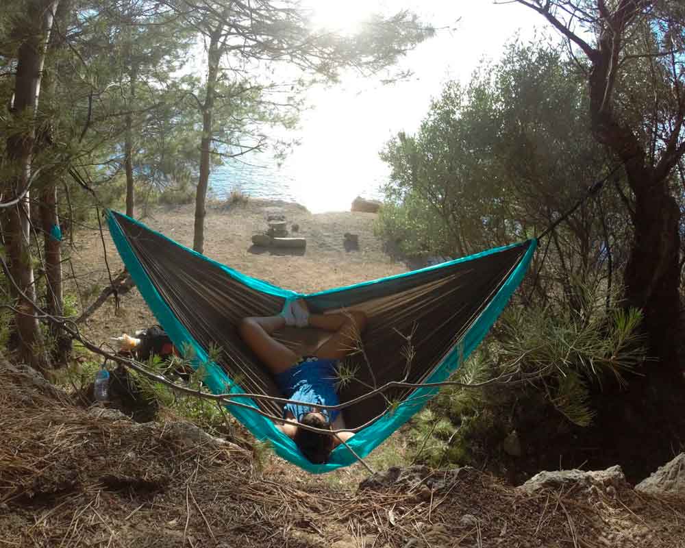 Travel hammock Double turqoise - Click Image to Close